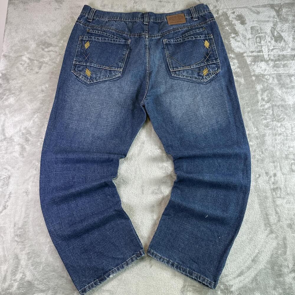 Y2K Phat Farm Jeans Mens 42x32 Blue Denim Baggy Hip Hop Streetwear Embroidered